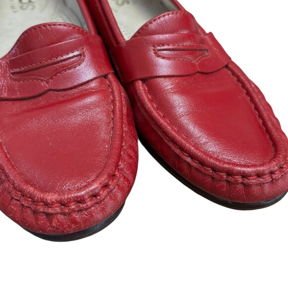 SAS Tripad Comfort Red Leather Penny Loafers Size 7 M Slip On Casual Shoes - Picture 11 of 12